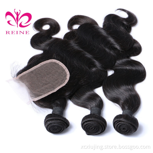 Wholesale Vendors for Raw Virgin Hair Brazilian Body Wave Bundles with Closure 3 Bundles with Closure Unprocessed Human Hair